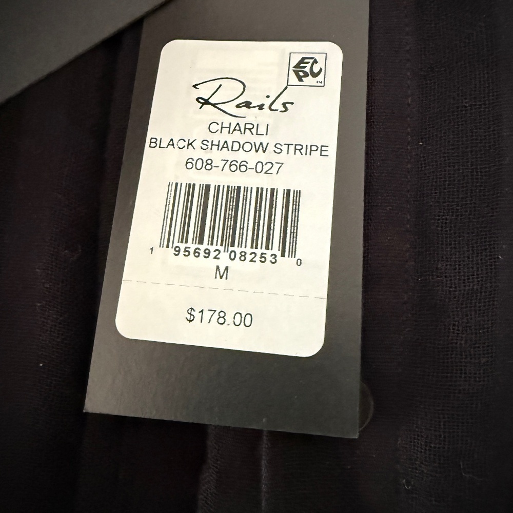 NEW Rails Charli Shirt β Black Shadow Stripe β Size Medium β NWT - Picture 15 of 15